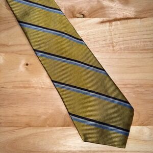 Lauren Ralph Lauren Made In USA Yellow & Blue Repp Stripe VINTAGE Neck Tie